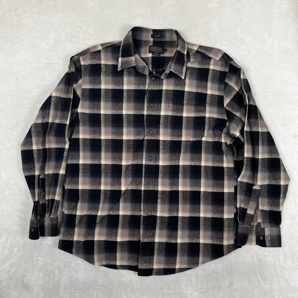Pendleton Shirt Mens XL Black Plaid Flannel Long Sleeve Button Front Casual